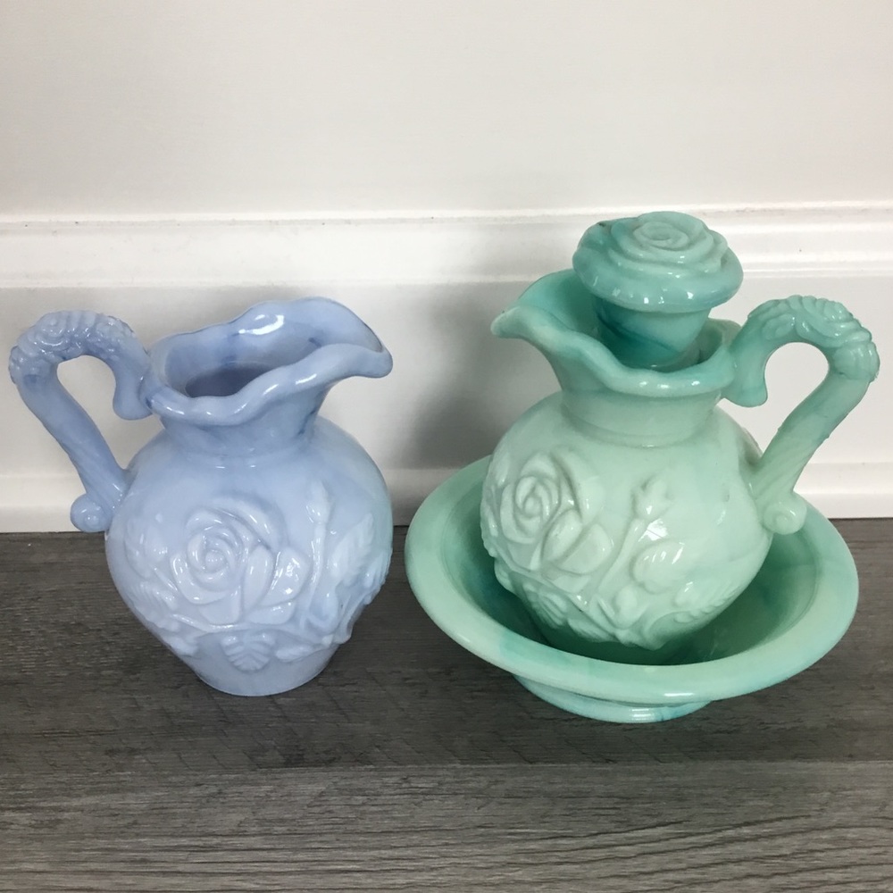 ✨Vintage Antique AVON Blue Teal Oil Bottles Containers